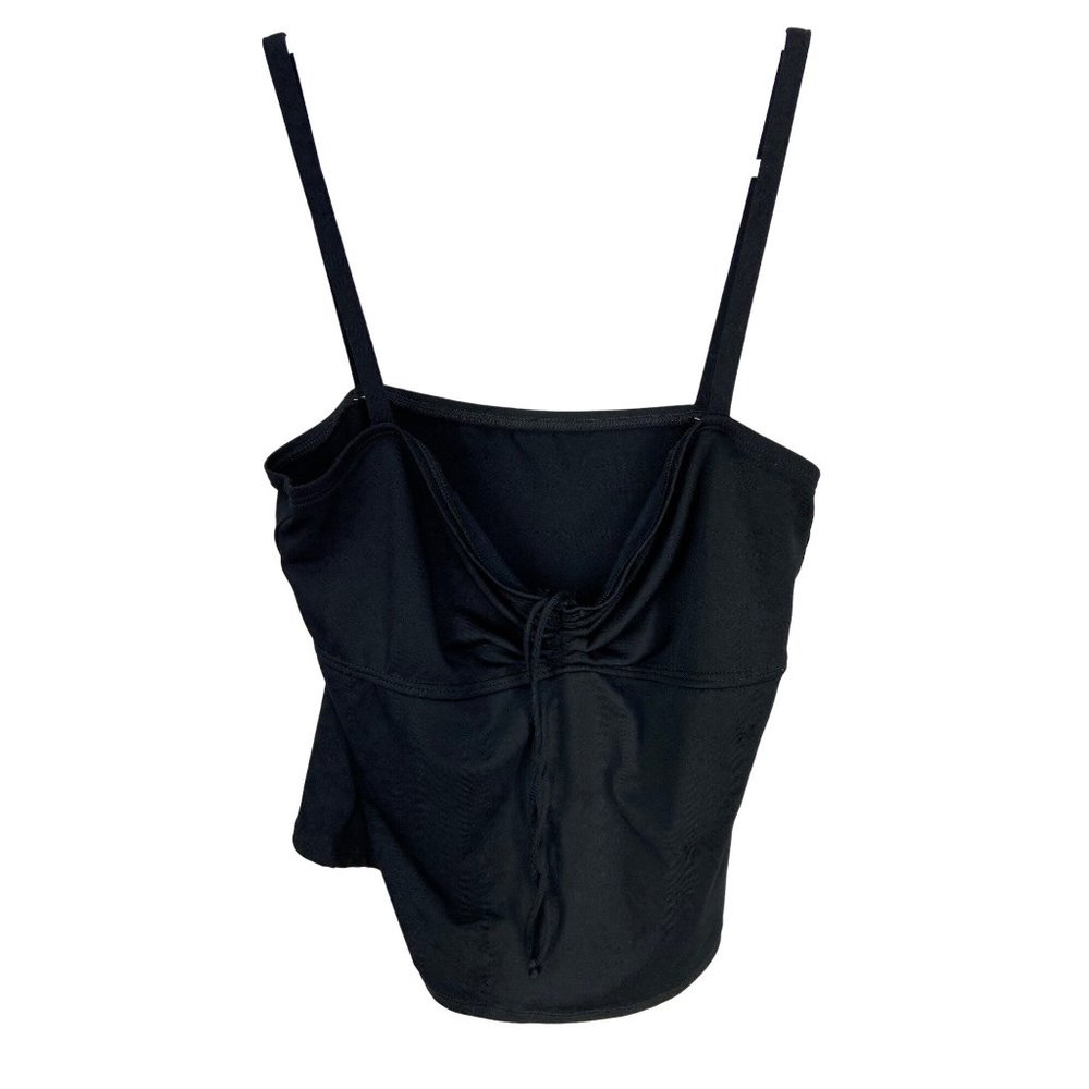 Catalina Black Cropped Rouched Bodice Size Large Women's Swimsuit Top
